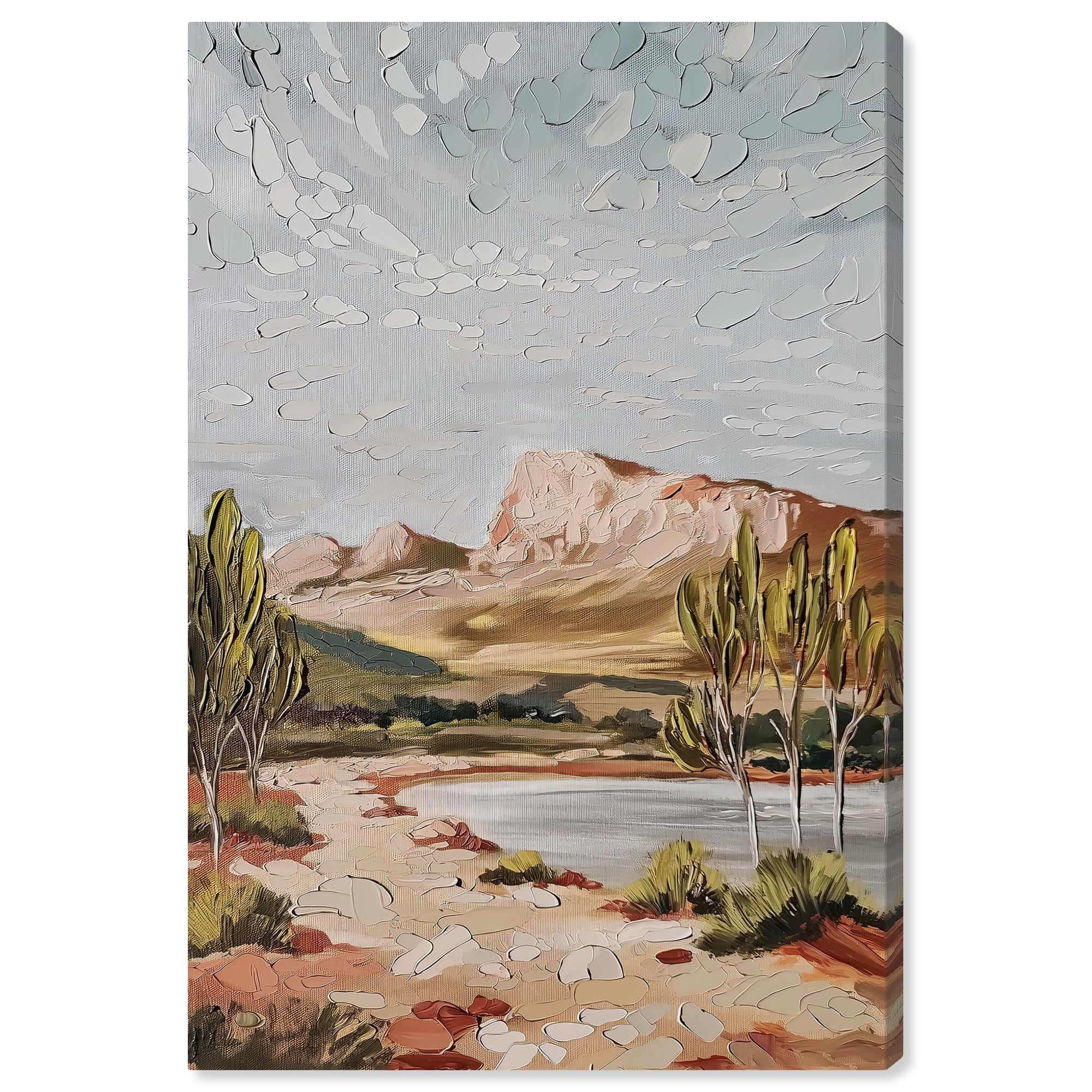 Vintage Landscape Wrapped Canvas Art in Earth Tones, 24" x 16"