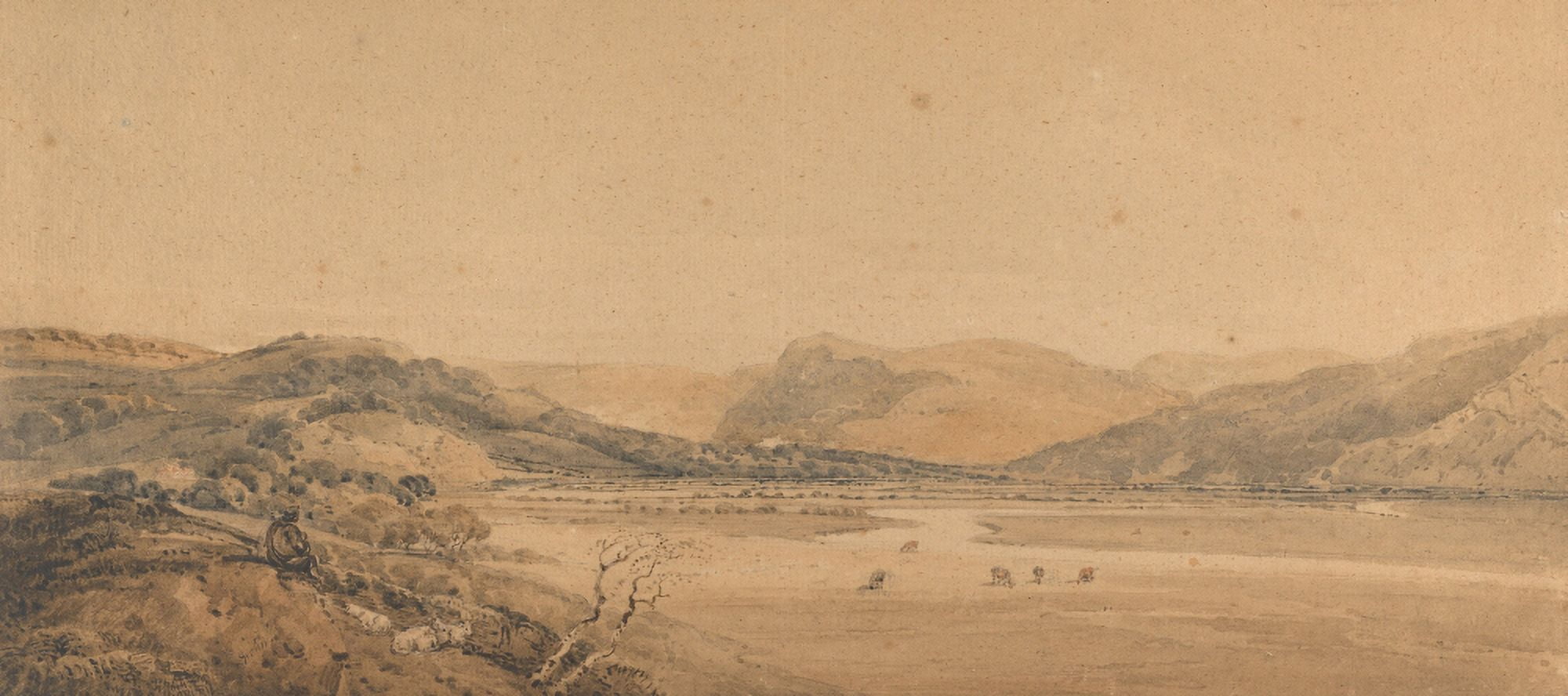 Valley of the Conway c1800 Canvas Art - Thomas Girtin (18 x 24)