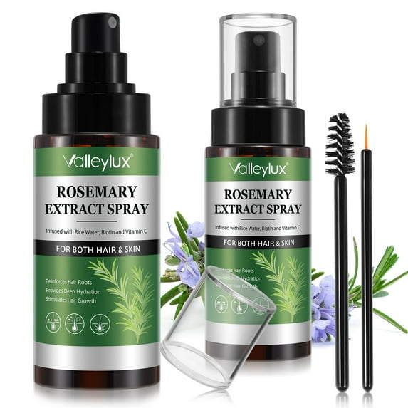 Valleylux Rosemary Extract Spray-Rosemary & Rice Water Spray for Hair & Skin-Provides Deep Hydration,Strengthens Hair Roots,8.0 fl.oz