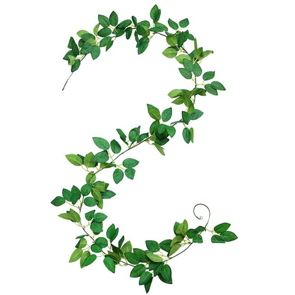 Vallivelle 6.6FT Green Rose Leaf Garland - 78.7" Artificial Leaf Vine with Green Rose-style Leaves - Everyday Greenery Decor for Walls, Railings and Wedding Arches, Seasonal Home Displays