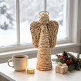 thumbnail image 1 of Vallivelle Handwoven Water Hyacinth Angel Christmas Decor - 9.8" Woven Rattan Angel Religious Tabletop Figurine for Nativity Scene, Mantel, Shelf and Farmhouse Christmas Decorations Indoor Display A, 1 of 5
