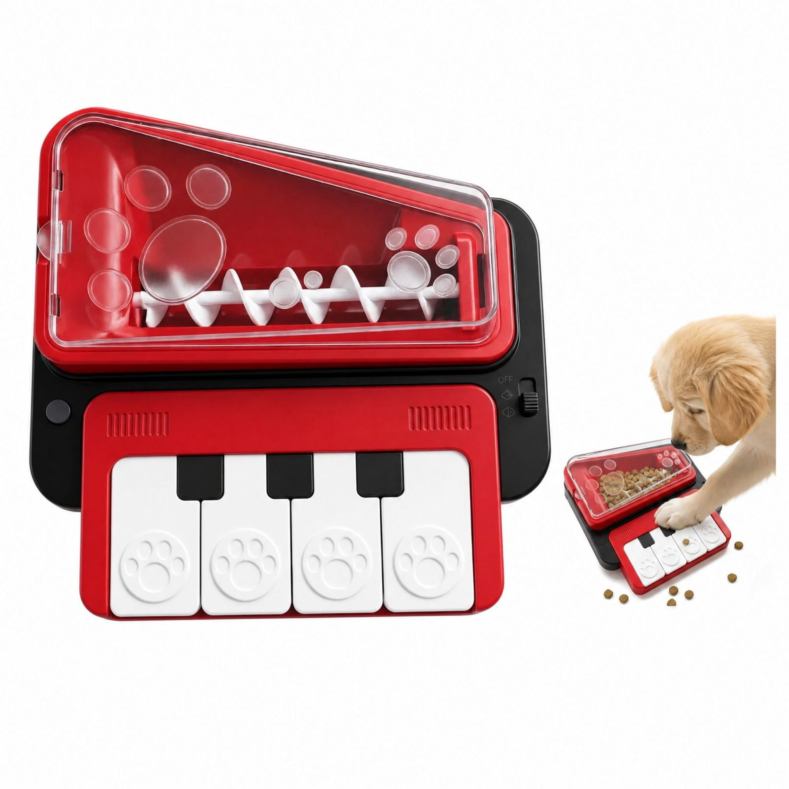 Vallivelle Interactive Pet Treat Dispenser Toy, Red Piano Shaped Dog ...