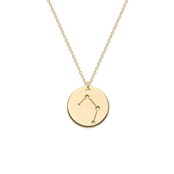 Valloey Rover 14K Gold Plated Astrology Sign Round Disc 12 Constellation Pendant Necklace Jewerly Gift for Women