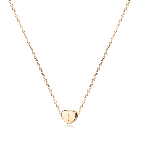 Valloey Rover 14K Gold Plated Cute Dainty Charm Initial Alphabet Letter Love Heart Choker Pendant Necklace for Women