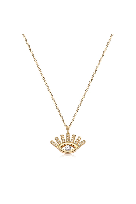 14K Gold Plated Cute Dainty Evil Eye Heart Disk Necklace for Women Jewelry Gift