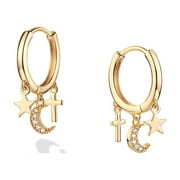 VALLOEY ROVER 14K Gold Plated Cute Dainty Huggie Hoop Earrings for Women Jewelry Gift