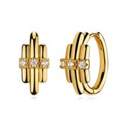 Valloey Rover 14K Gold Plated Dainty Diamond Cubic Zirconia Boho Huggie Hoop Earrings Jewelry Gift for Women