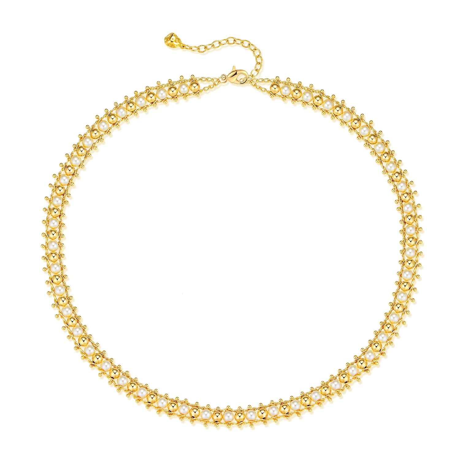 Valloey Rover 14K Gold Plated Dainty Pearl Short Chain Choker Necklace for Women Jewelry Gift