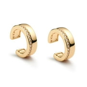 Valloey Rover 14K Gold Plated Dainty Wide Clip On Cartilage Huggie Cuff Earring for Women