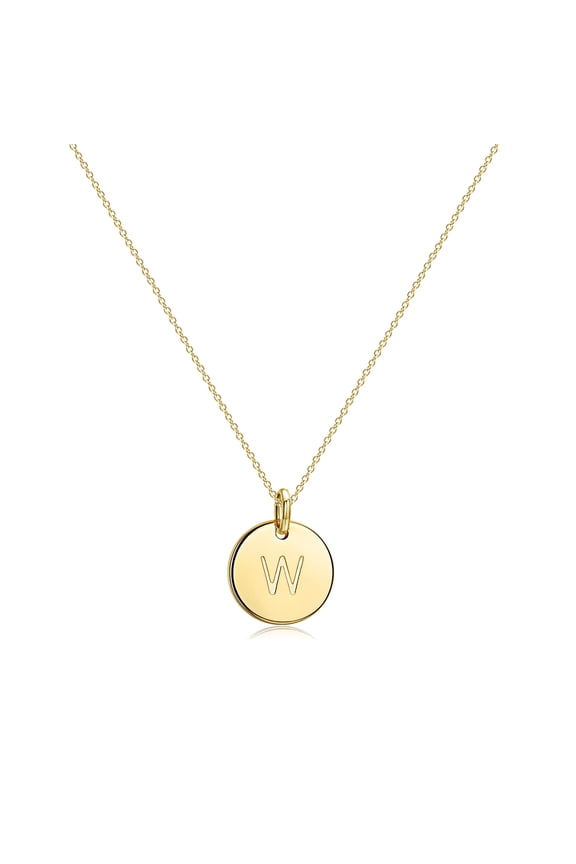14K Gold Plated Personalized Initial Disc Double Side Engraved Alphabet Letter Pendant Necklace Jewelry Gift for Women