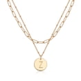 thumbnail image 1 of Valloey Rover 14K Gold Plated Personalized Layered Coin Disc Initial Satellite Link Chain Choker Pendant Necklace Gift for Women Letter A-Z, 1 of 6