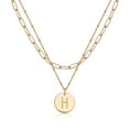 thumbnail image 1 of Valloey Rover 14K Gold Plated Personalized Layered Coin Disc Initial Satellite Link Chain Choker Pendant Necklace Gift for Women Letter A-Z, 1 of 6