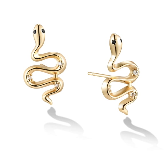 Valloey Rover 14K Gold Plated Personalized Snake Hugging Stud Earrings For Women Jewelry Gift