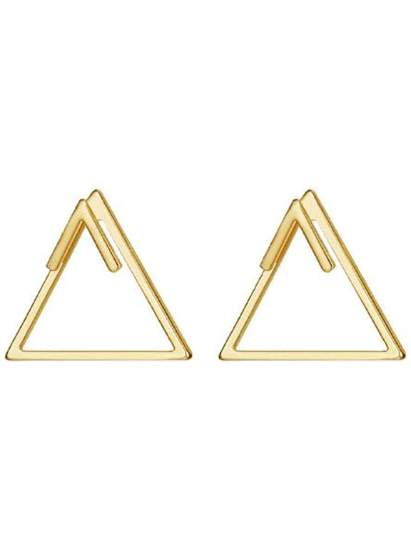 14K Gold Plated Simple Stud With Triangle Bar Earrings for Women