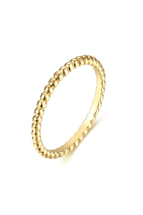 14K Gold Thin Beaded Full Bead Sterling Twisted Rope Black CZ Wedding Band Stacking Tiny Rings for Women