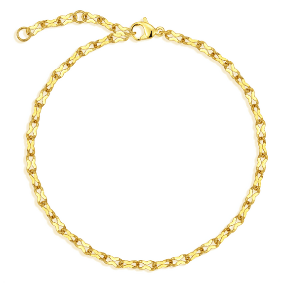 Valloey Rover 18K Gold Vacuum Plated Delicate Laser Cut Flat Ball Chain Bracelet for Women Jewelry