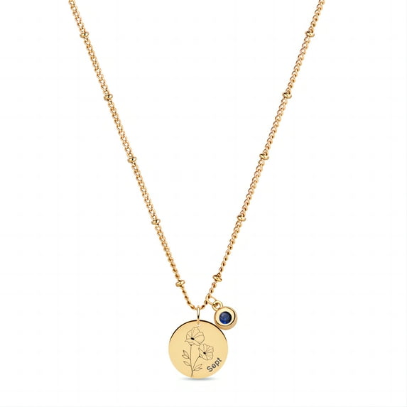 Valloey Rover 18k Gold Vacuum Plated Dainty Flower Birthstone Pendant Necklace for Women Birthday Gifts(January to December)
