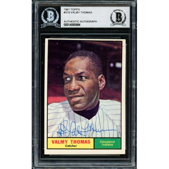 Valmy Thomas Autographed 1961 Topps Card #319 Cleveland Indians Beckett BAS #14065984
