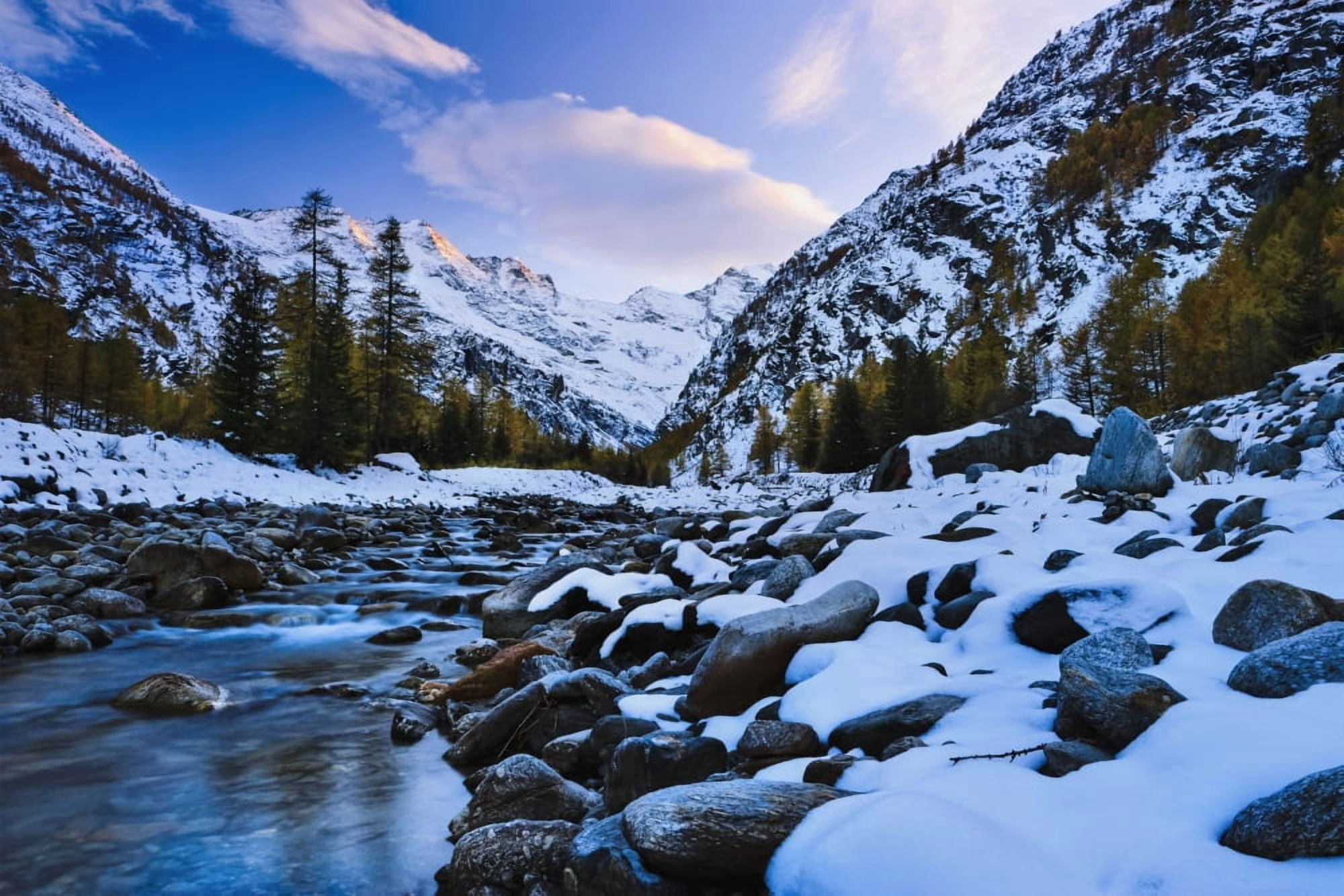 Valnontey torrent Gran Paradiso National Park Italy Canvas Art - Yves Marcoux Design Pics (19 x 12)