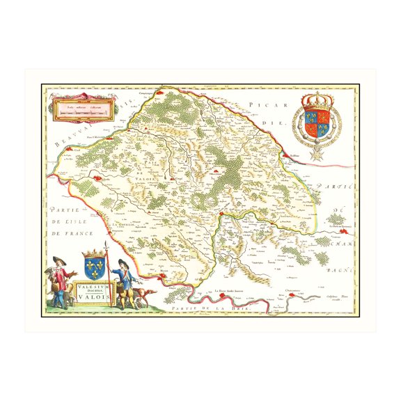 Valois France Art, 1665 Vintage Map of Valois France History Wall Decor Gift, Old Valois Map - 36" x 24" Unframed Print
