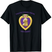 Valor Comes From The Heart Purple Heart Military Design T-Shirt