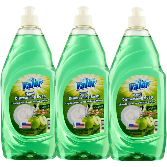 Valor Dishwashing Liquid, 25 fl oz – Dish Soap for Kitchen & Bathroom, Grease-Fighting, Gentle on Hands, Fast Rinse, Eco-Friendly Biodegradable Formula