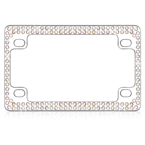 Valor Double Row Chrome Metal Motorcycle Frame with Multicolor Crystals