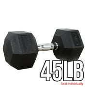Valor Fitness 45lb Rubber Hex Dumbbell Sold Individually - RH-45