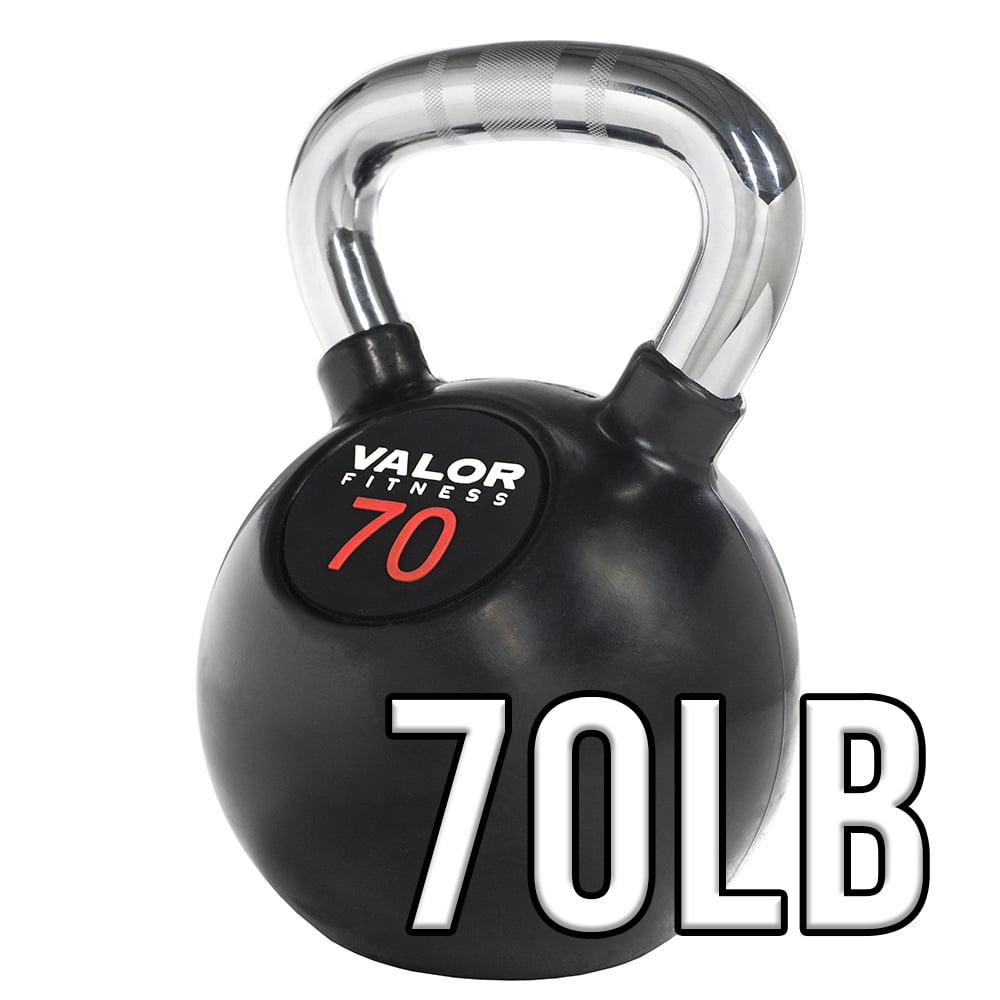 Valor Fitness 70 lb. Chrome Kettlebell - Full Body Strength Training Workout, Squats, Home Gym