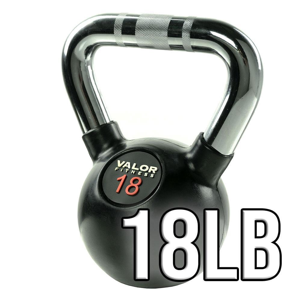 Valor Fitness Chrome Kettlebell - 18 lb Full Body Strength Training Equipment