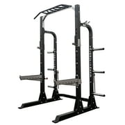 Valor Fitness Half Rack Squat Machine – 5 Position Multi-Grip Pull Up Station - Adjustable Height, Plate & Bar Storage, and Resistance Band Pegs – Max 1000 lbs – Power Rack Equipment -BD-58