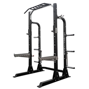 Valor Fitness Half Rack Squat Machine 5 Position Multi-Grip Pull Up Station - Adjustable Height, Plate & Bar Storage, and Resistance Band Pegs Max 1000 lbs Power Rack Equipment -BD-58