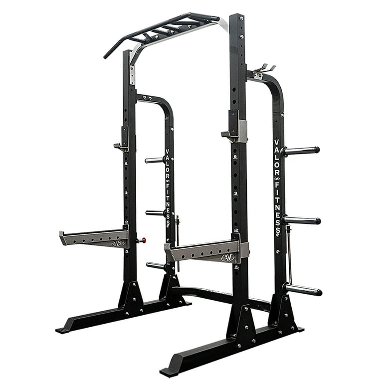 Valor Fitness Half Rack Squat Machine – 5 Position Multi-Grip Pull Up  Station - Adjustable Height, Plate & Bar Storage, and Resistance Band Pegs  – Max 1000 lbs – Power Rack Equipment -BD-58 