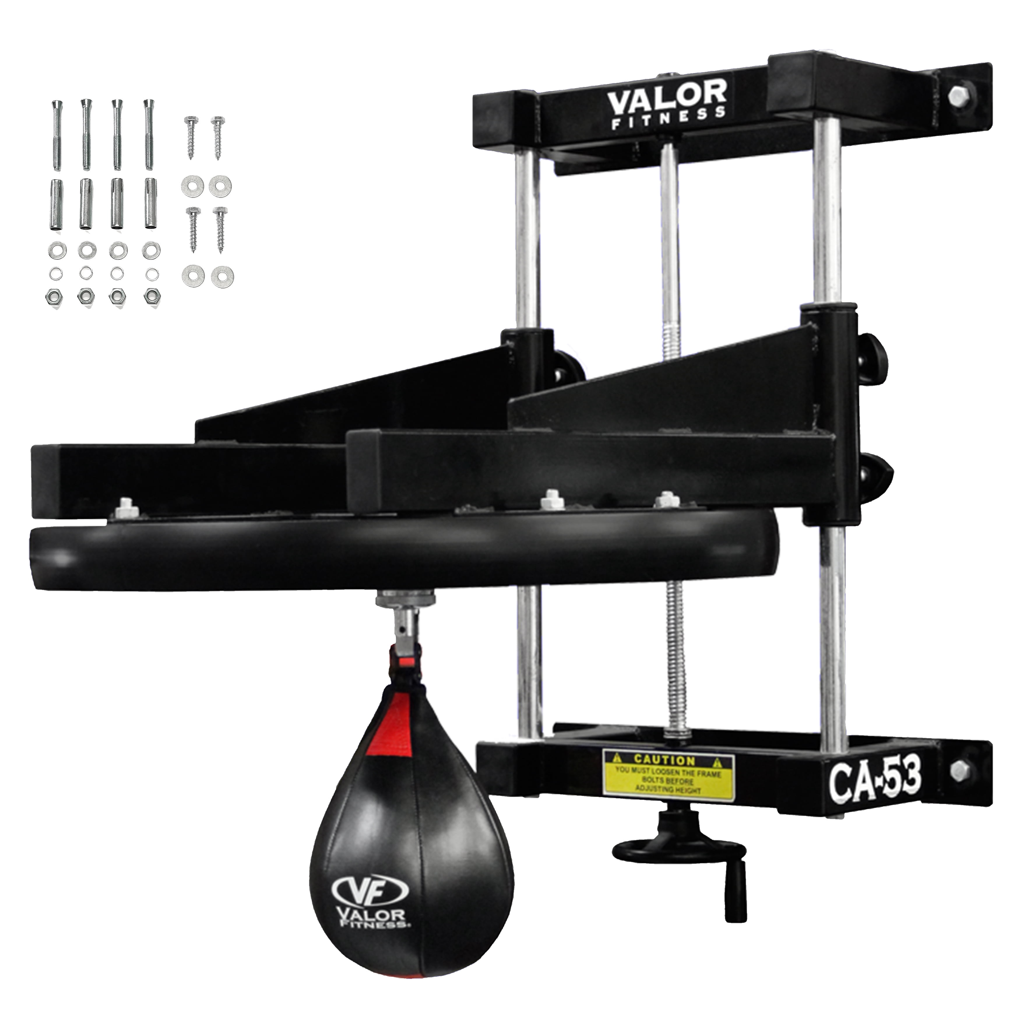 Valor Fitness Heavy Duty Adjustable 2” Boxing Speed Bag Platform with Wheel Crank for Easy Adjustment, Speed Bag Included CA-53
