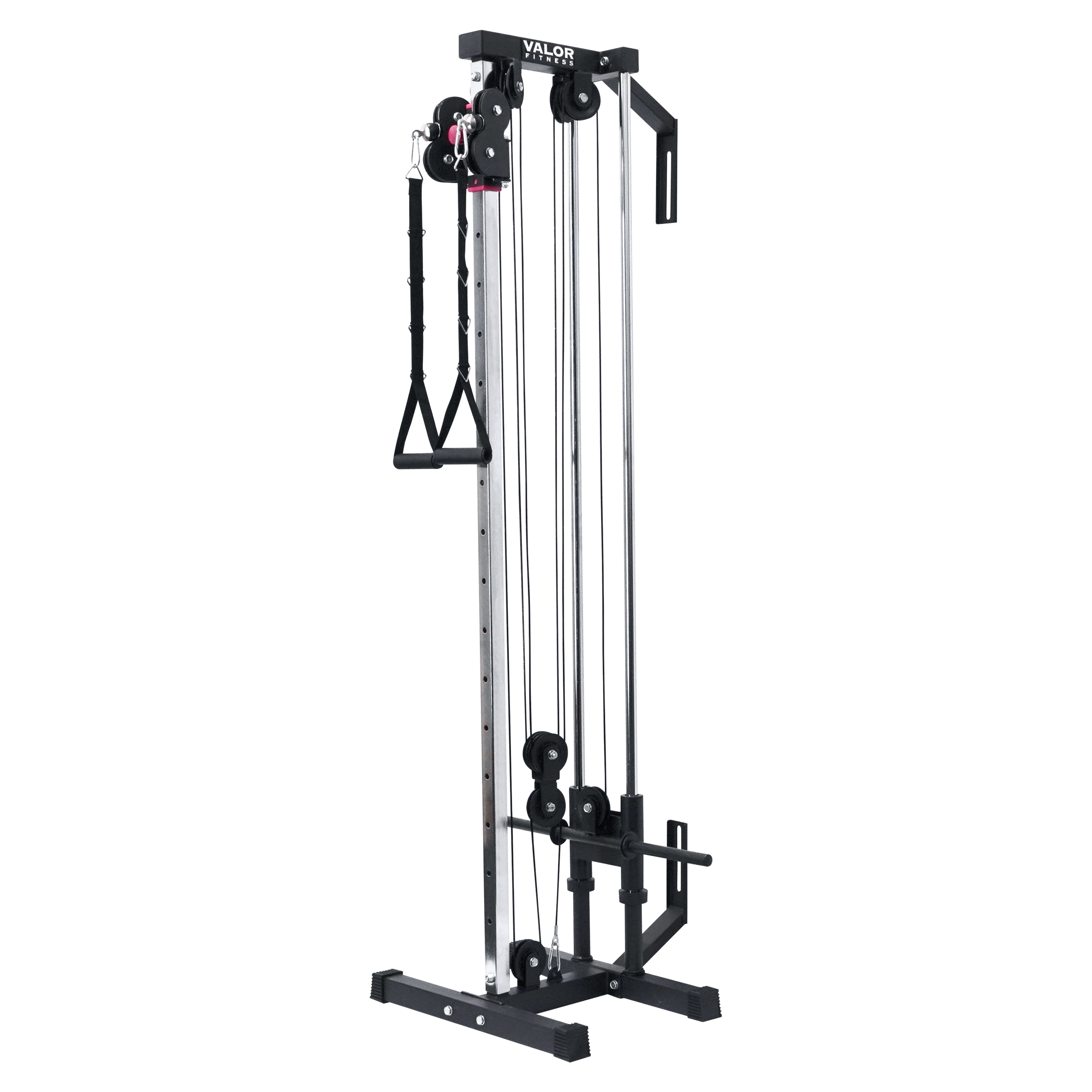 Valor Fitness LAT Pull Down Cable Machine - Wall Mount - 16 Adjustable  Positions Dual Pulley System - Includes Strap Handles - High & Low Cable  System