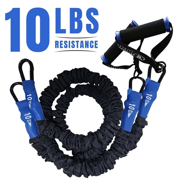 Valor Fitness Resistance Bands – 10 lbs. Resistance – Carabiners Attached – 2 Handles Included – Sheath Covered - Mobility Exercise Strength Training