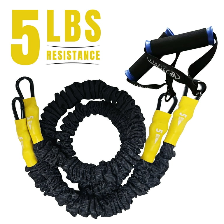 Valor Fitness Resistance Bands 5 lbs. Resistance Carabiners Attached 2 Handles Included Sheath Covered Mobility Exercise Strength Workout