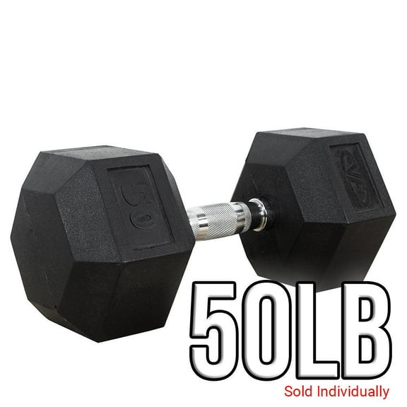 Valor Fitness Rubber Hex Dumbbells - Strengthen Training Muscle Toning - Multiple Weight Options Available 50 lb -Sold Individually