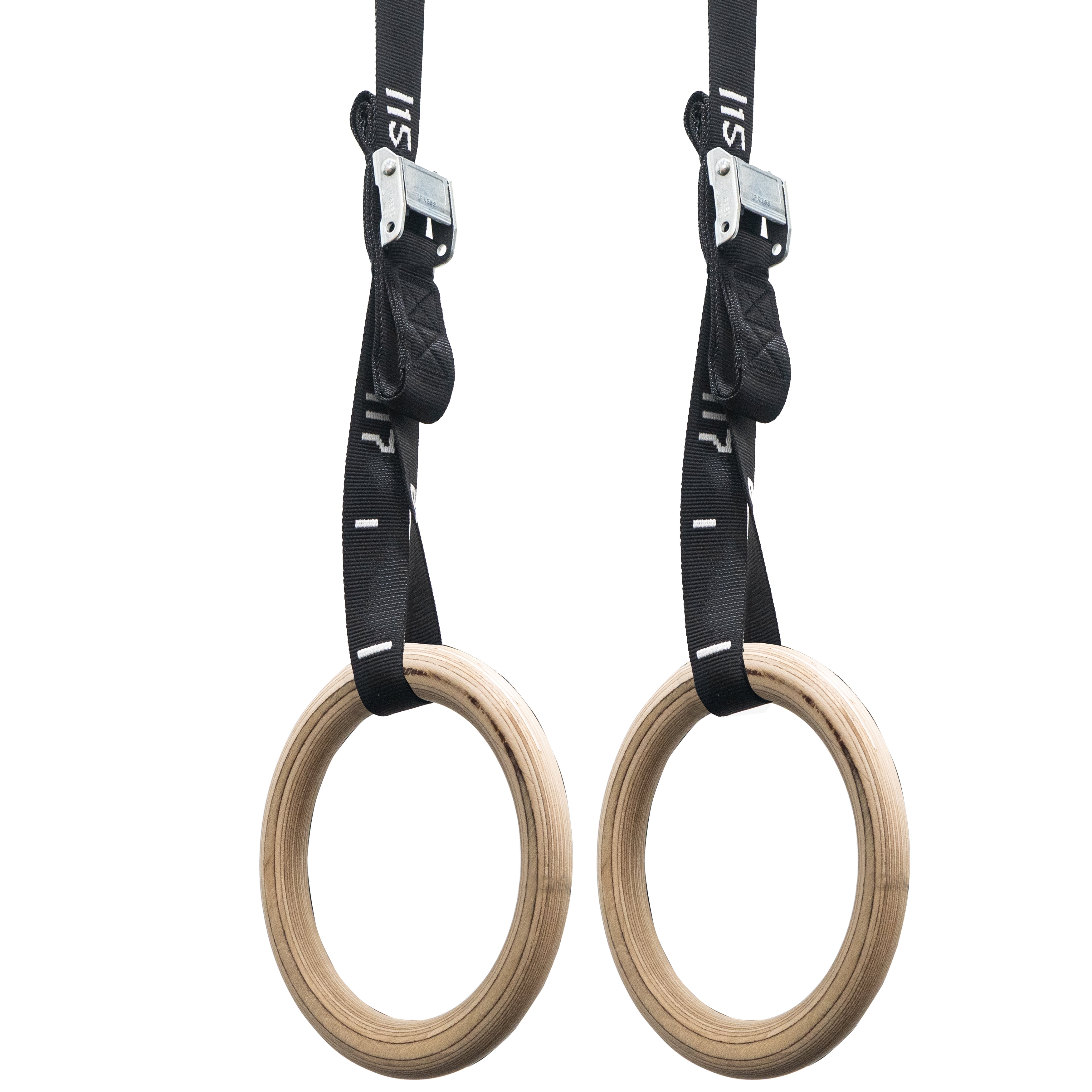 Valor Fitness Wood Gymnastics Rings With Straps-Nylon Ratchet Straps ...