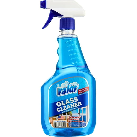 Valor Glass Cleaner Trigger Sprayer – Streak-Free Shine for Glass & Mirrors, 32 fl oz