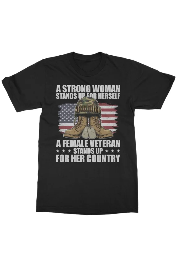 Valor & Grace Female Veteran Stands For Country Memorial Unisex T-Shirt, S-5XL