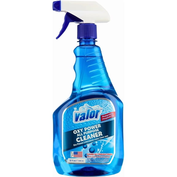 Valor Multi-Purpose Cleaner Trigger Sprayer, 32 fl oz – Oxygen-Powered Cleaning, Stain-Lifting Action, No-Rinse, Made in USA