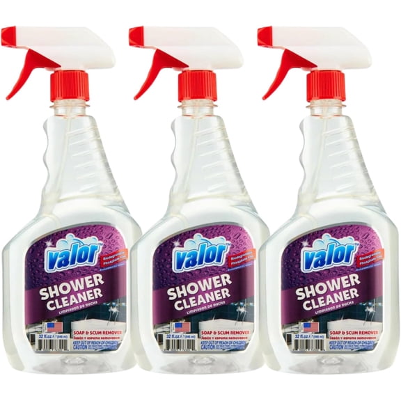 Valor Shower Cleaner Spray – Soap Scum & Hard Water Stain Cleaning Solution for Bathroom, Tub & Tile