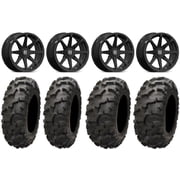Valor V01 14" Wheels Black 27" Blackwater Tires Honda Rincon Yamaha Rhino Kawasaki Brute Force Suzuki KingQuad