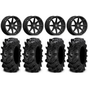 Valor V01 14" Wheels Black 27" Cryptid Tires Honda Rincon Yamaha Rhino Kawasaki Brute Force Suzuki KingQuad