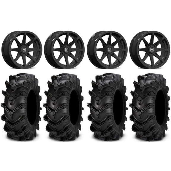 Valor V01 14" Wheels Black 27" Cryptid Tires Sportsman 550 850 1000