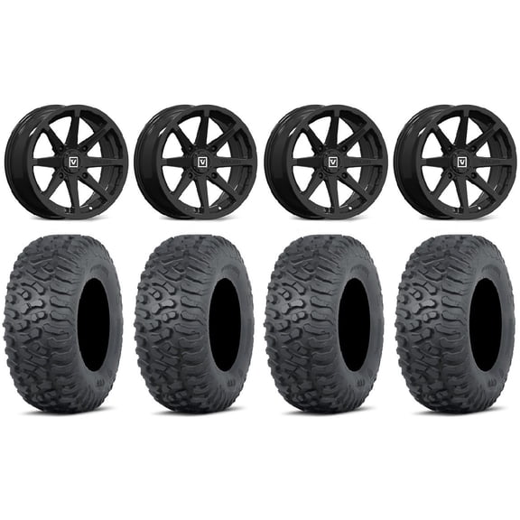 Valor V01 14" Wheels Black 27" Terra Hook Tires Sportsman 550 850 1000