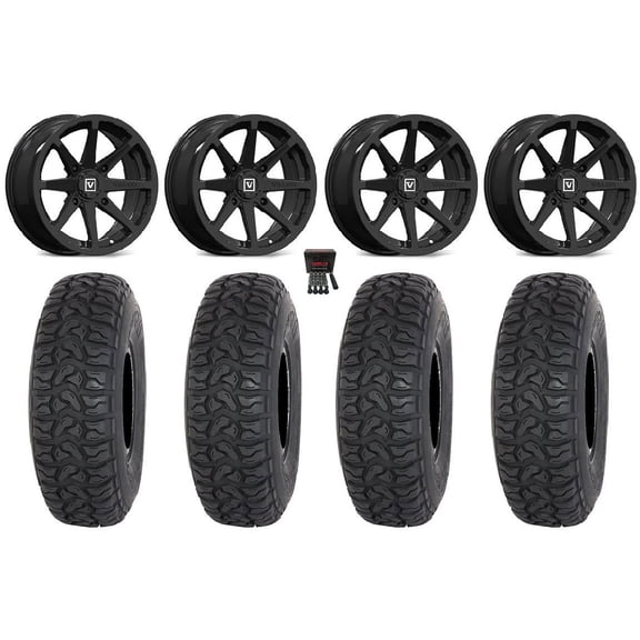 Valor V01 14" Wheels Black 28" Chicane LT Tires Sportsman RZR Ranger