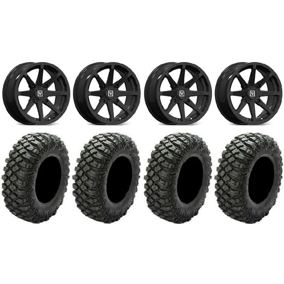 Valor V01 14" Wheels Black 28" Crawler XR Tires Kawasaki Teryx Mule