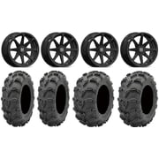 Valor V01 14" Wheels Black 28" Mud Lite XL Tires Honda Rincon Yamaha Rhino Kawasaki Brute Force Suzuki KingQuad